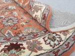Burnt Orange Round Hand Tufted Oriental Rug – Traditional Floral Wool Carpet - Image 4