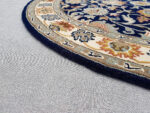 Navy Blue Persian Style Round Rug – Handmade Wool Floral Carpet - Image 4