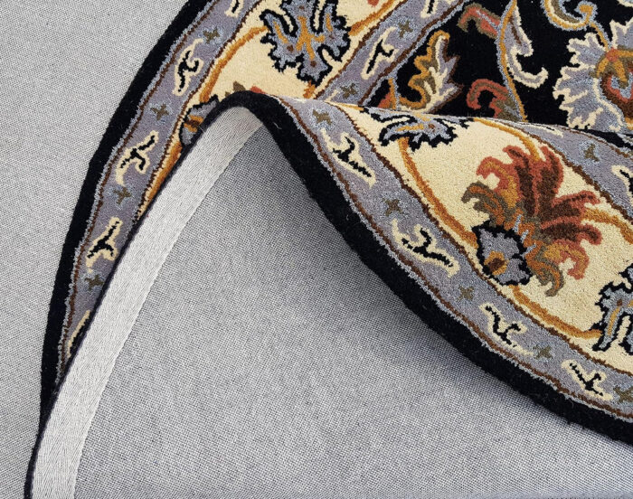 3 Round Black Floral Hand Tufted Rug – Artistic Wool Carpet for Living Room & Bedroom - Image 4