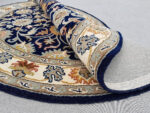 Navy Blue Persian Style Round Rug – Handmade Wool Floral Carpet - Image 5
