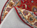 Red Round Hand Tufted Oriental Rug – Traditional Floral Wool Carpet - Image 3