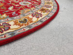 Red Round Hand Tufted Oriental Rug – Traditional Floral Wool Carpet - Image 5