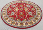 Red Round Hand Tufted Oriental Rug – Traditional Floral Wool Carpet - Image 4