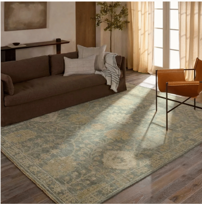 Screenshot 2025-10-05 100651 Olive Green Floral Hand Knotted Oriental Rug – 13x17 ft Custom Wool Carpet - Image 6