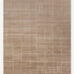 Hand knotted wool rug with minimal grid design