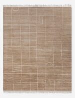 Hand knotted wool rug with minimal grid design