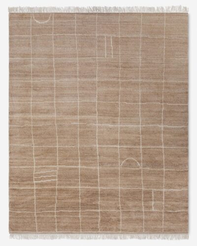 Hand knotted wool rug with minimal grid design