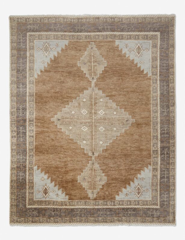 Earthy Geometric Hand Knotted Wool Rug