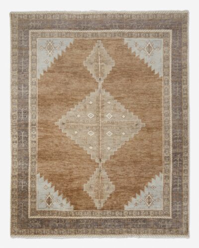 Earthy Geometric Hand Knotted Wool Rug