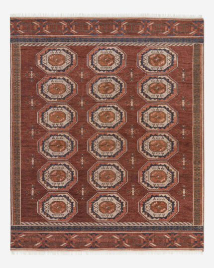 hand knotted tribal rug with traditional medallion design