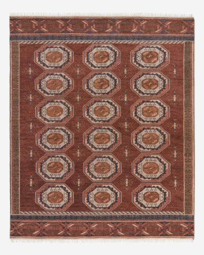 hand knotted tribal rug with traditional medallion design