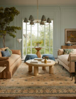 Hand knotted wool rug for living room with traditional pattern