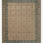 Hand knotted wool rug for bedroom in beige tribal design