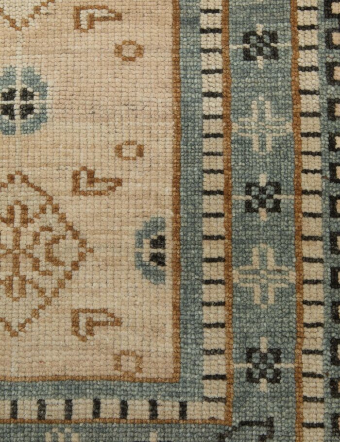 Artistic hand knotted rug with ethnic border detailing