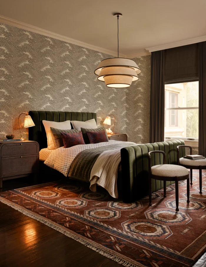 artistic tribal hand knotted rug for home interiors