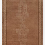 Tribal wool hand knotted bedroom rug in rust color