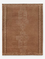 Tribal wool hand knotted bedroom rug in rust color