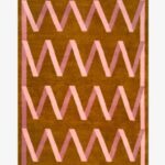 Modern Geometric Zigzag Area Rug | Premium Hand Tufted Carpet | Brown & Blush Pink Designer Rug for Living Room, Bedroom & Home Decor