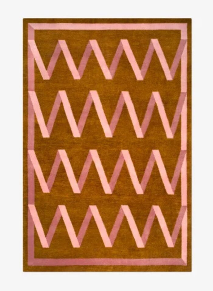 Modern Geometric Zigzag Area Rug | Premium Hand Tufted Carpet | Brown & Blush Pink Designer Rug for Living Room, Bedroom & Home Decor - Image 2