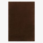Luxury solid brown hand tufted wool area rug for living room in modern minimalist design
