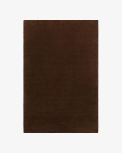 Luxury solid brown hand tufted wool area rug for living room in modern minimalist design