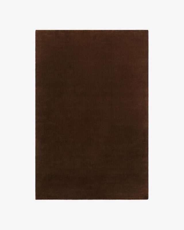 Luxury solid brown hand tufted wool area rug for living room in modern minimalist design