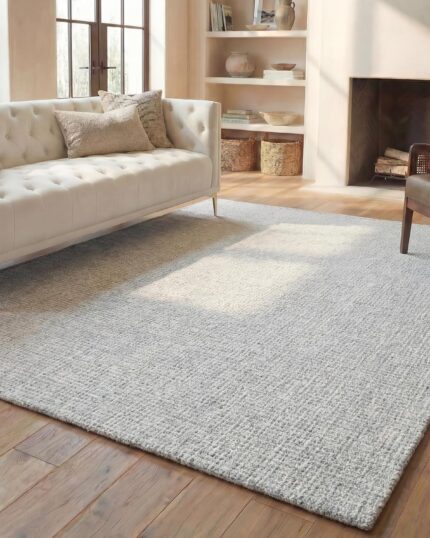 Beige Wool Area Rug for Living Room