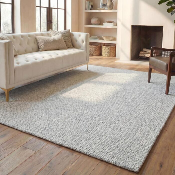 Beige Wool Area Rug for Living Room
