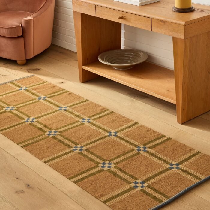 Tan Checkered Hand Tufted Wool Rug | Modern Wool Rug | Aarish Rugs - Image 4