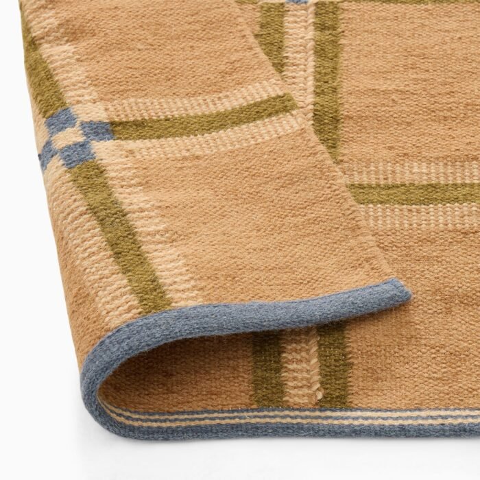 Tan Checkered Hand Tufted Wool Rug | Modern Wool Rug | Aarish Rugs - Image 8
