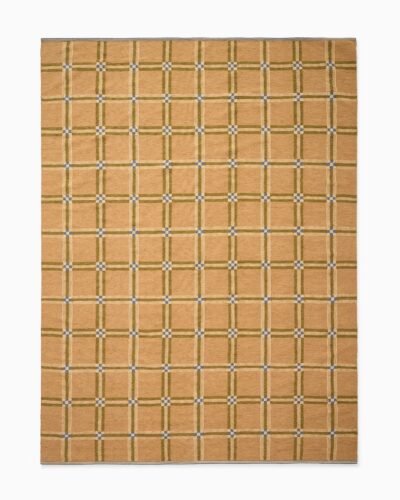 Tan Checkered Hand Tufted Wool Rug