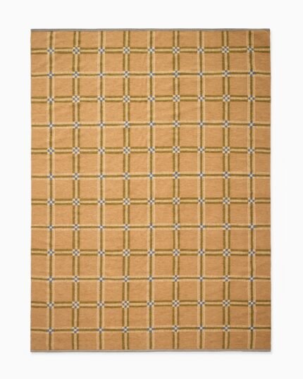 Tan Checkered Hand Tufted Wool Rug