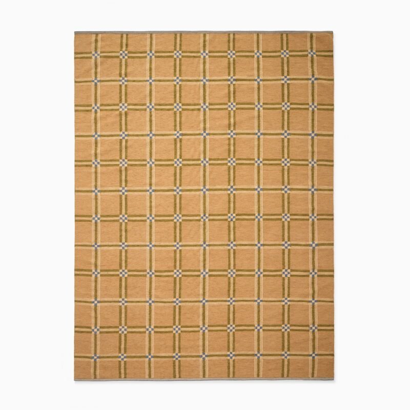 Tan Checkered Hand Tufted Wool Rug