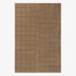 Brown Grid Pattern Wool Area Rug
